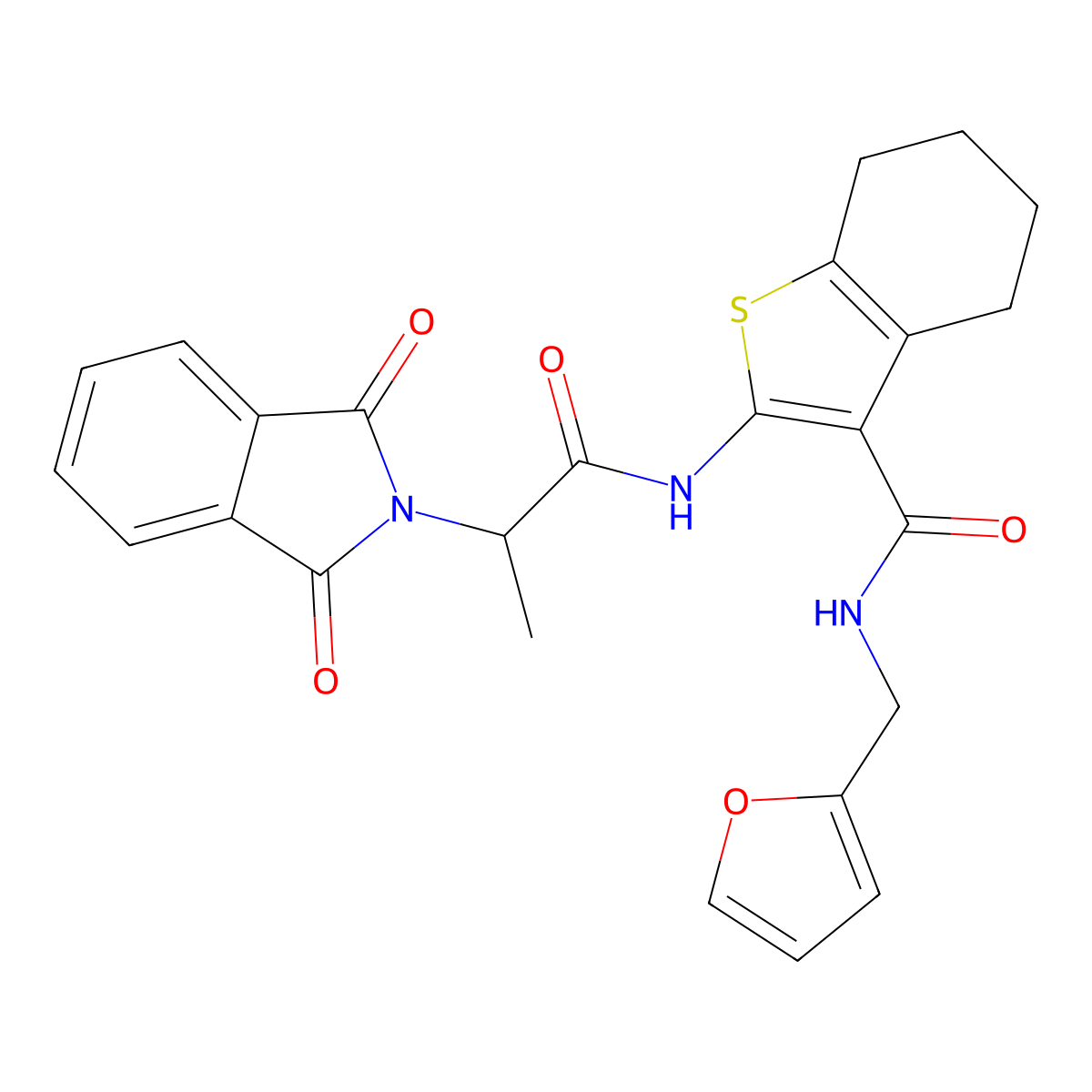 2-((2-(1,3-Dioxo-1,3-dihydro-2H-isoindol-2-YL)propanoyl)amino)-N-(2-furylmethyl)-4,5,6,7-tetrahydro-1-benzothiophene-3-carboxamide molecular structure, CAS 611194-19-5
