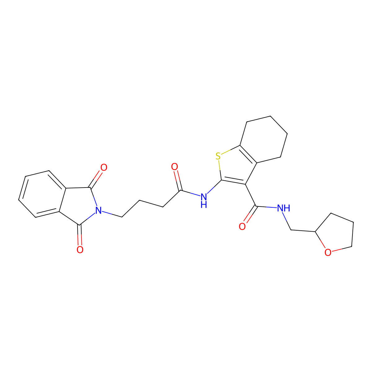 2-(4-(1,3-Dioxoisoindolin-2-yl)butanamido)-N-((tetrahydrofuran-2-yl)methyl)-4,5,6,7-tetrahydrobenzo[b]thiophene-3-carboxamide molecular structure, CAS 611194-36-6