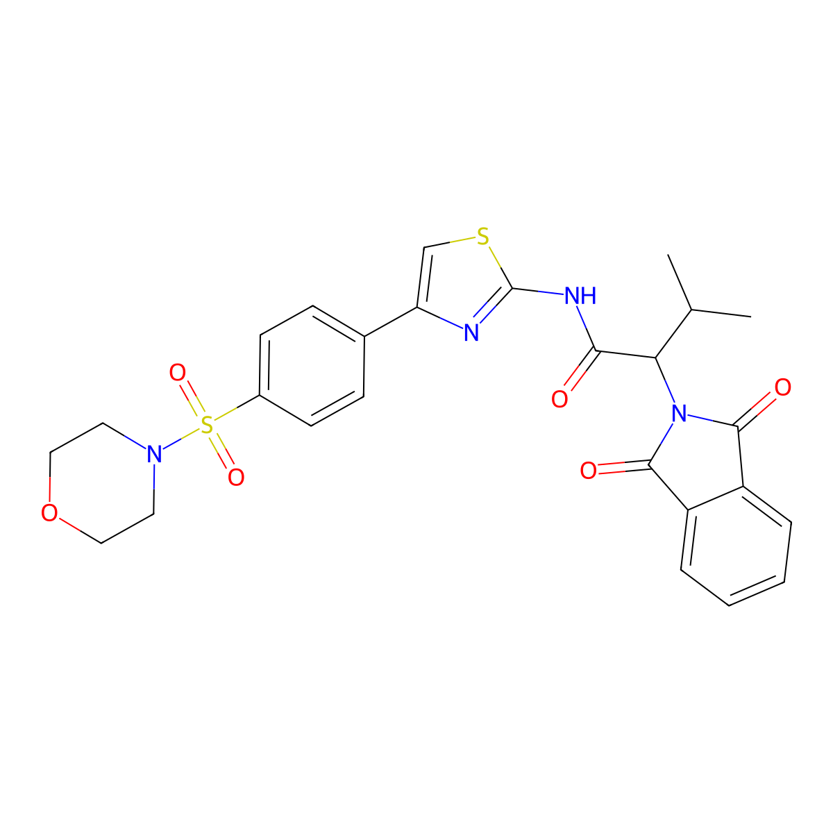 2-(1,3-dioxoisoindol-2-yl)-3-methyl-N-[4-(4-morpholin-4-ylsulfonylphenyl)-1,3-thiazol-2-yl]butanamide molecular structure, CAS 611194-57-1