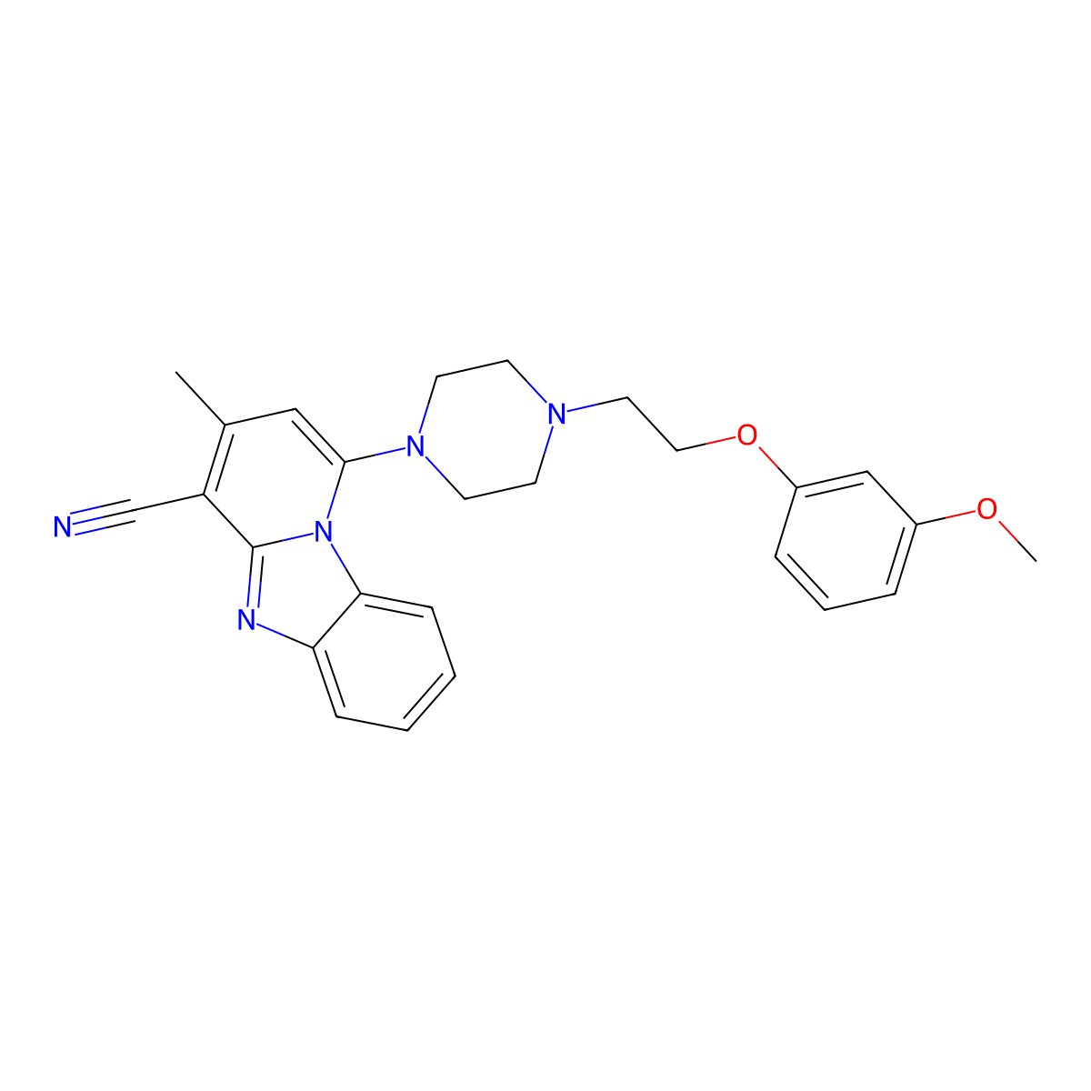 1-{4-[2-(3-Methoxyphenoxy)ethyl]piperazin-1-yl}-3-methylpyrido[1,2-a]benzimidazole-4-carbonitrile molecular structure, CAS 611196-64-6