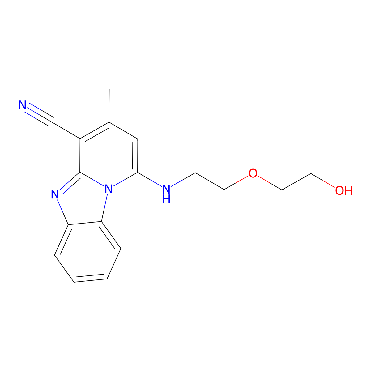 1-{[2-(2-Hydroxyethoxy)ethyl]amino}-3-methylpyrido[1,2-a]benzimidazole-4-carbonitrile molecular structure, CAS 611196-69-1