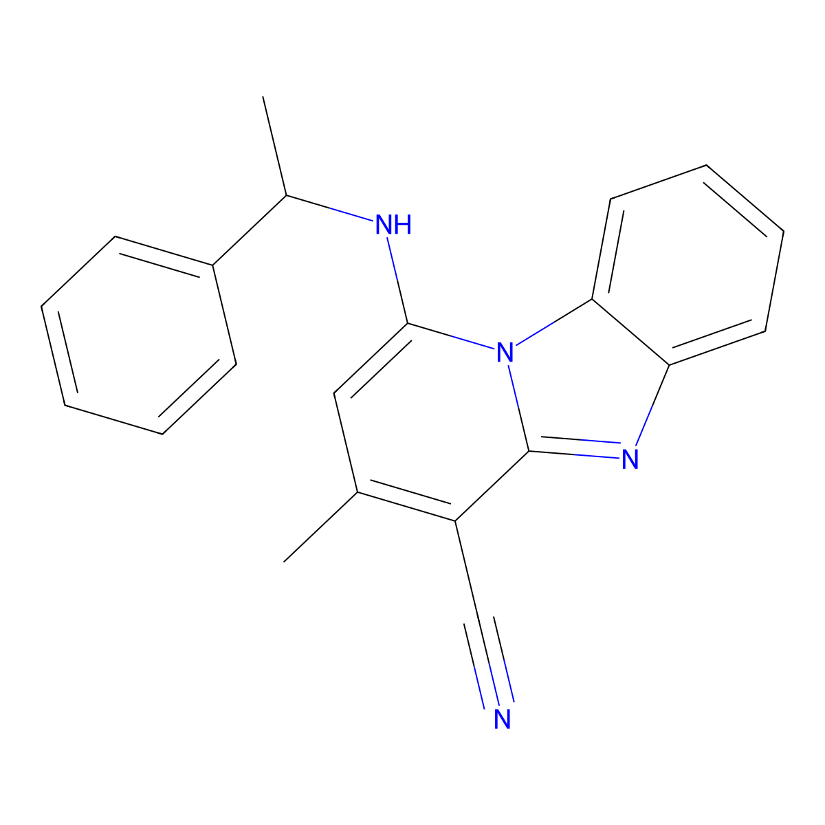 3-Methyl-1-[(1-phenylethyl)amino]pyrido[1,2-a]benzimidazole-4-carbonitrile molecular structure, CAS 611196-74-8
