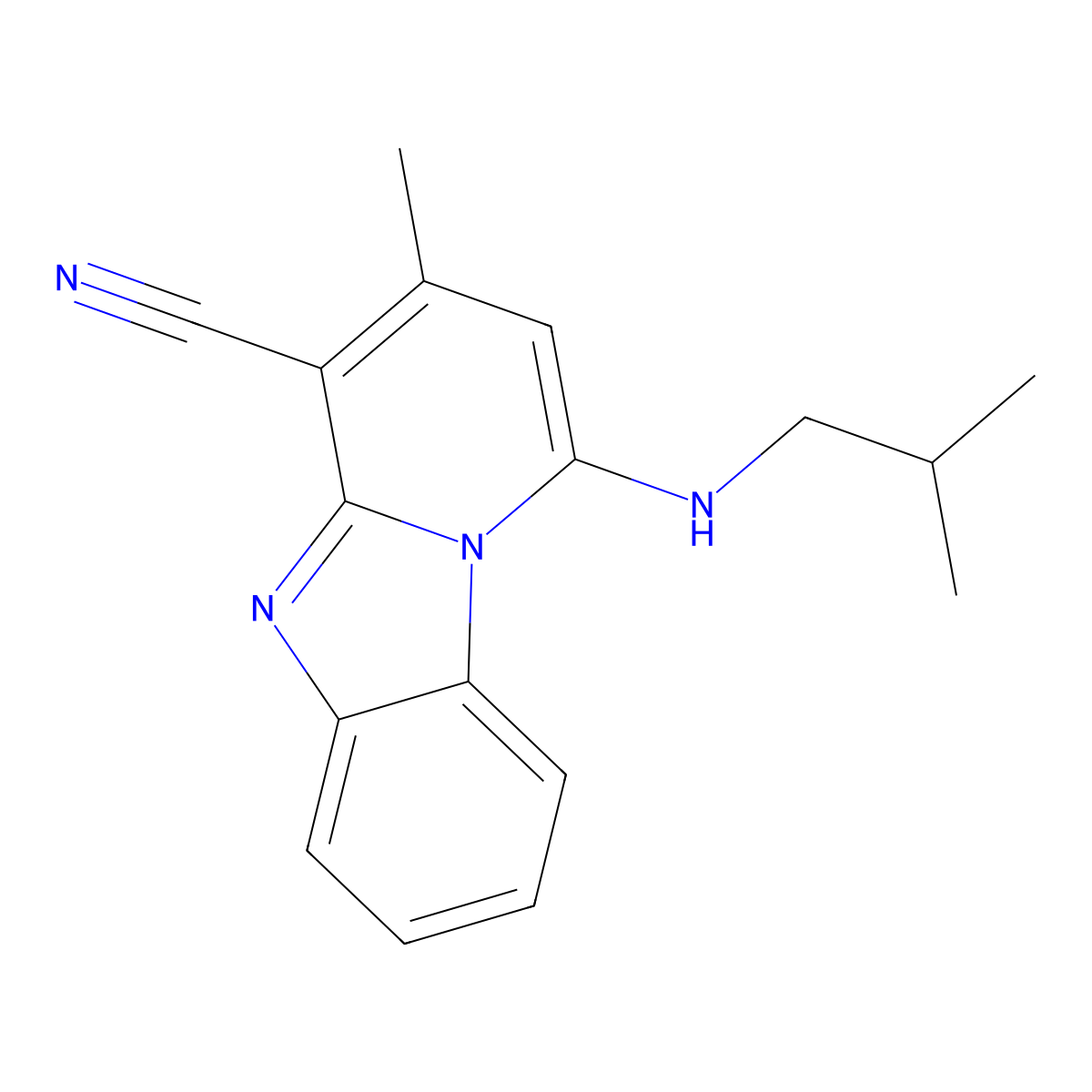 1-(Isobutylamino)-3-methylpyrido[1,2-a]benzimidazole-4-carbonitrile molecular structure, CAS 611196-75-9