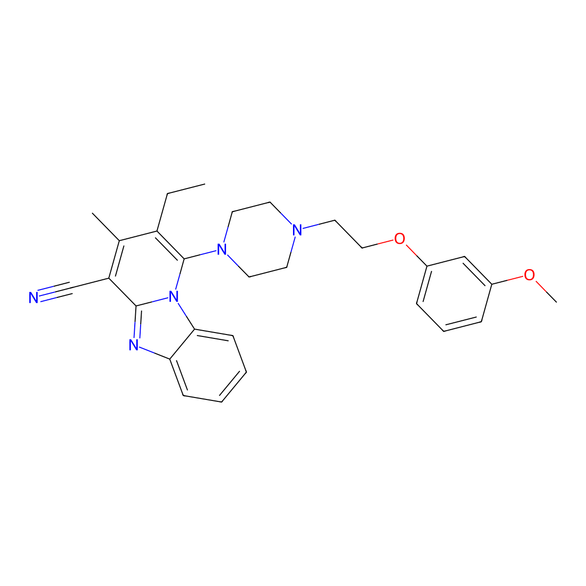 2-Ethyl-1-[4-[2-(3-methoxyphenoxy)ethyl]piperazin-1-yl]-3-methylpyrido[1,2-a]benzimidazole-4-carbonitrile molecular structure, CAS 611196-85-1