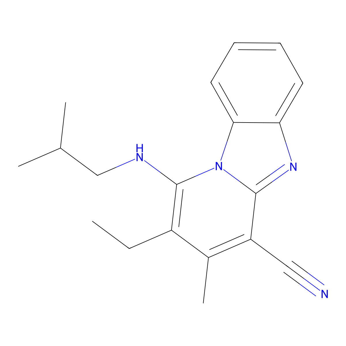2-Ethyl-1-(isobutylamino)-3-methylpyrido(1,2-A)benzimidazole-4-carbonitrile molecular structure, CAS 611196-95-3