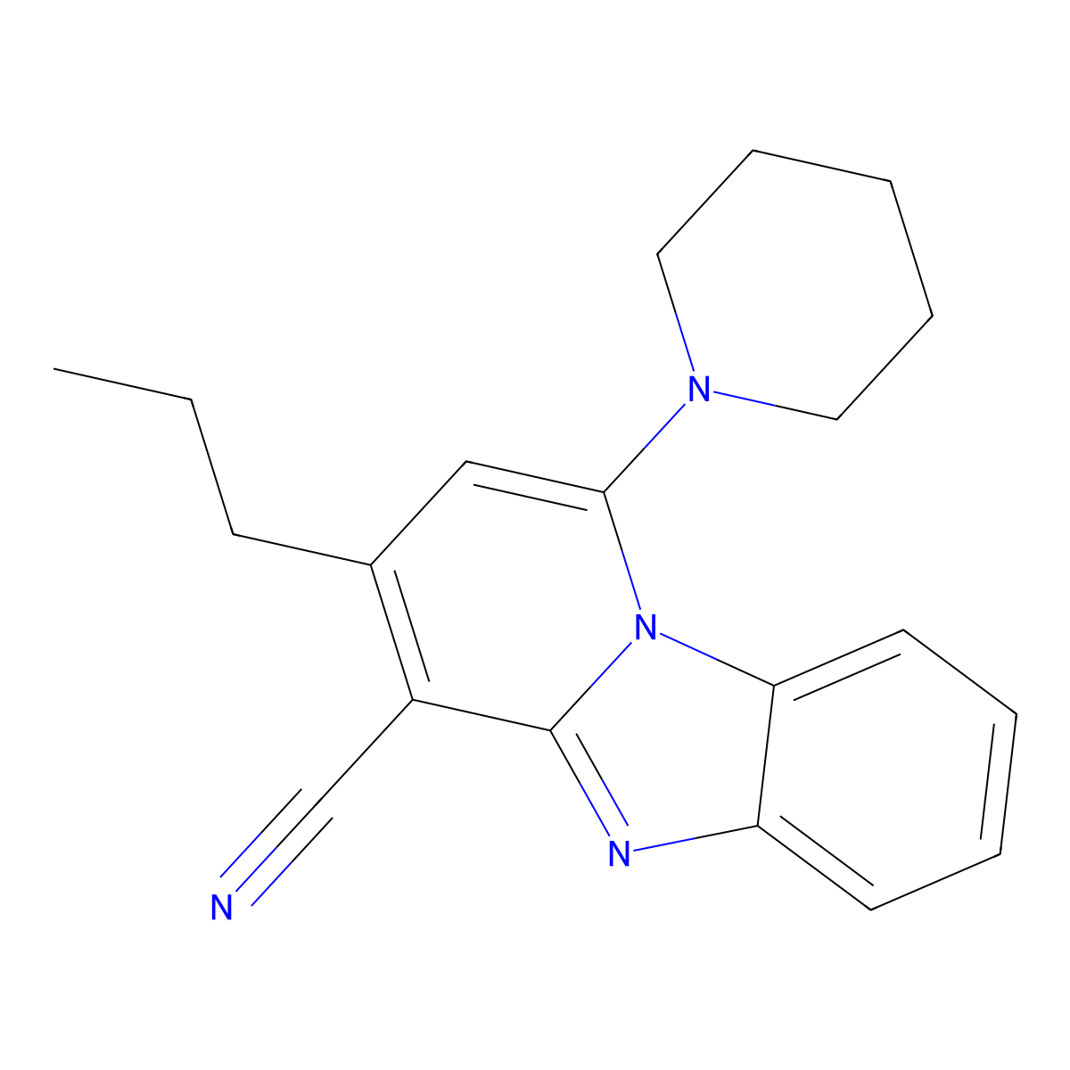 1-Piperidin-1-yl-3-propylpyrido[1,2-a]benzimidazole-4-carbonitrile molecular structure, CAS 611196-99-7