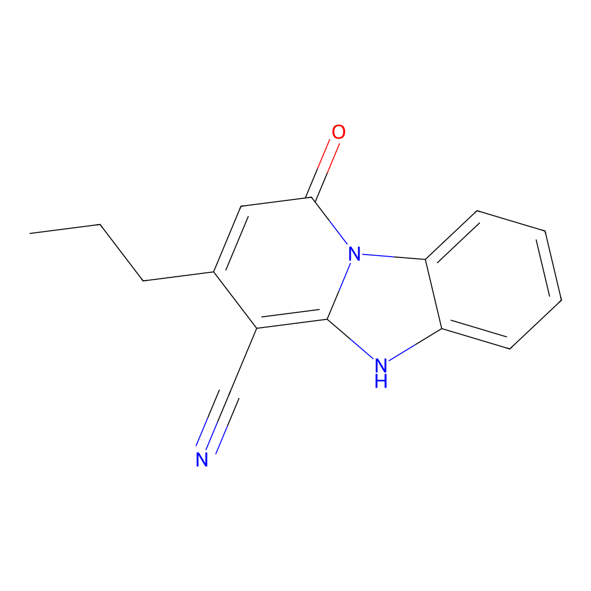 1-oxo-3-propyl-5H-pyrido[1,2-a]benzimidazole-4-carbonitrile molecular structure, CAS 611197-01-4