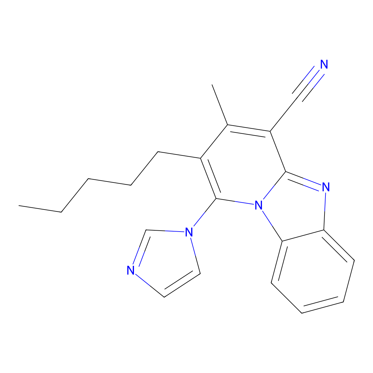 1-Imidazol-1-yl-3-methyl-2-pentylpyrido[1,2-a]benzimidazole-4-carbonitrile molecular structure, CAS 611197-26-3