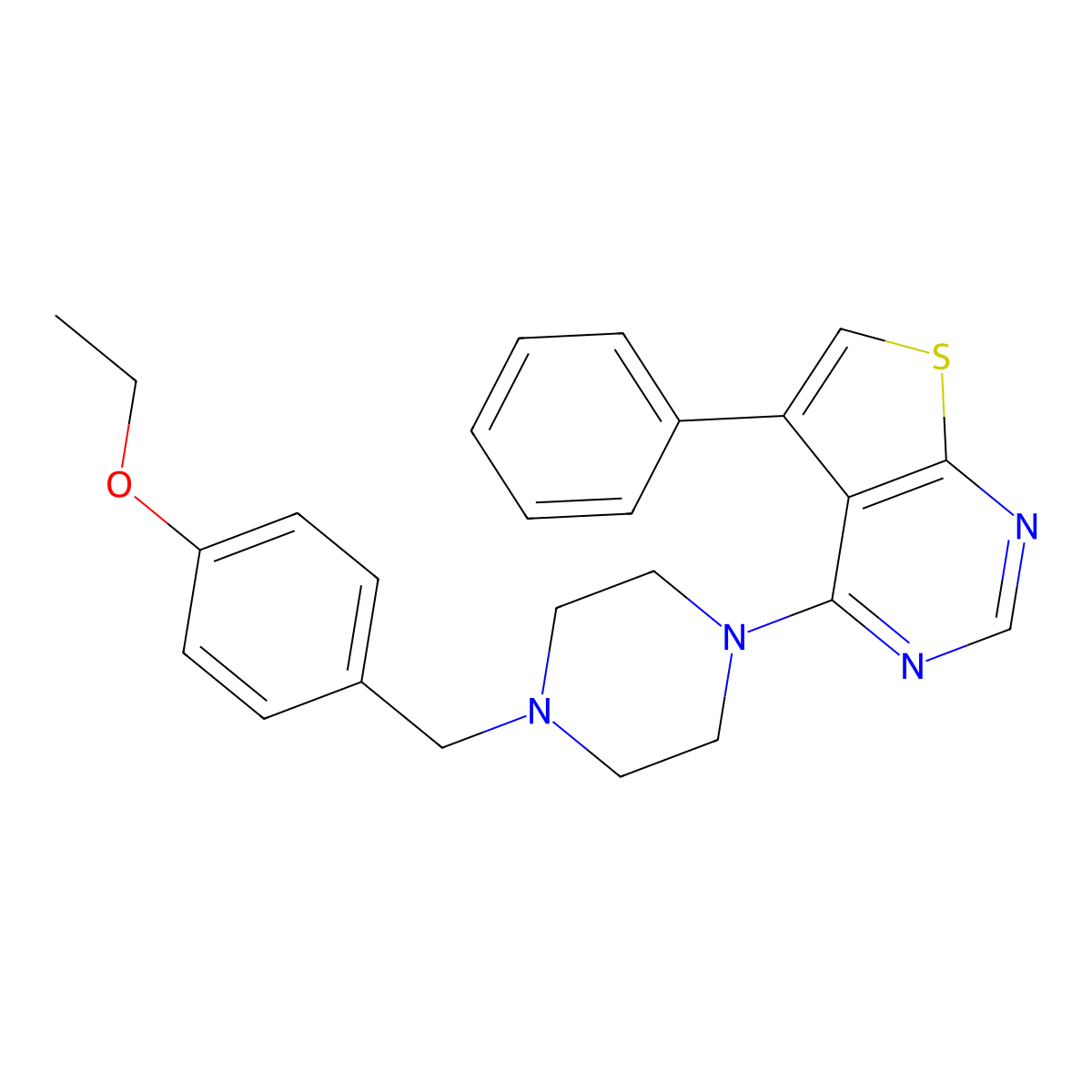 4-[4-(4-Ethoxybenzyl)piperazin-1-yl]-5-phenylthieno[2,3-d]pyrimidine molecular structure, CAS 611197-44-5