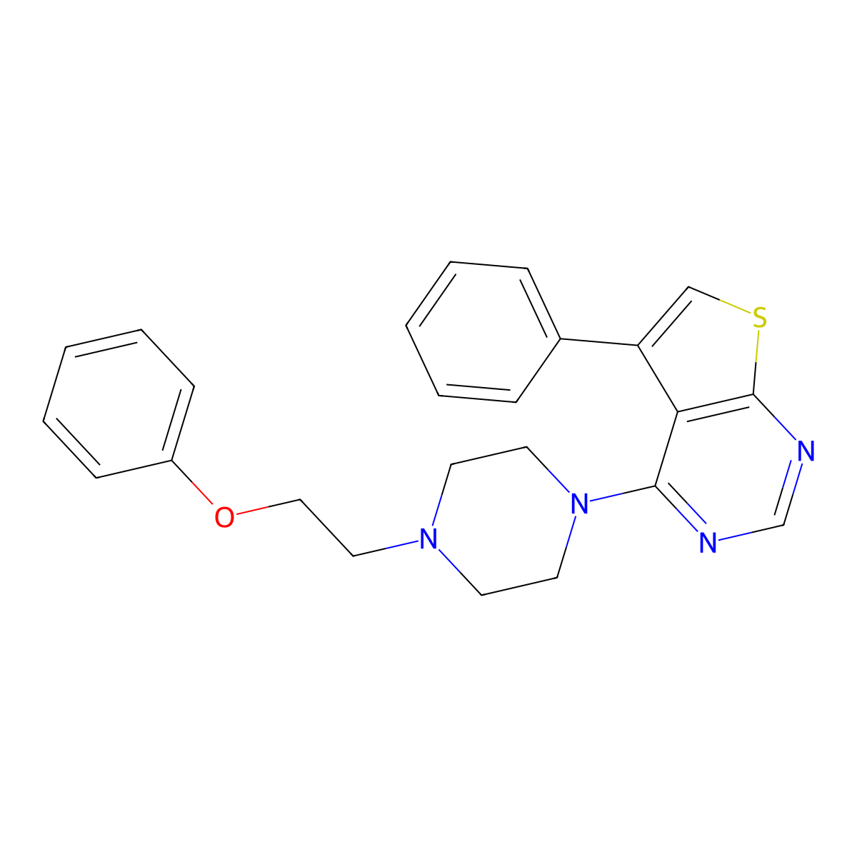 4-(4-(2-Phenoxyethyl)piperazin-1-yl)-5-phenylthieno[2,3-d]pyrimidine molecular structure, CAS 611197-45-6