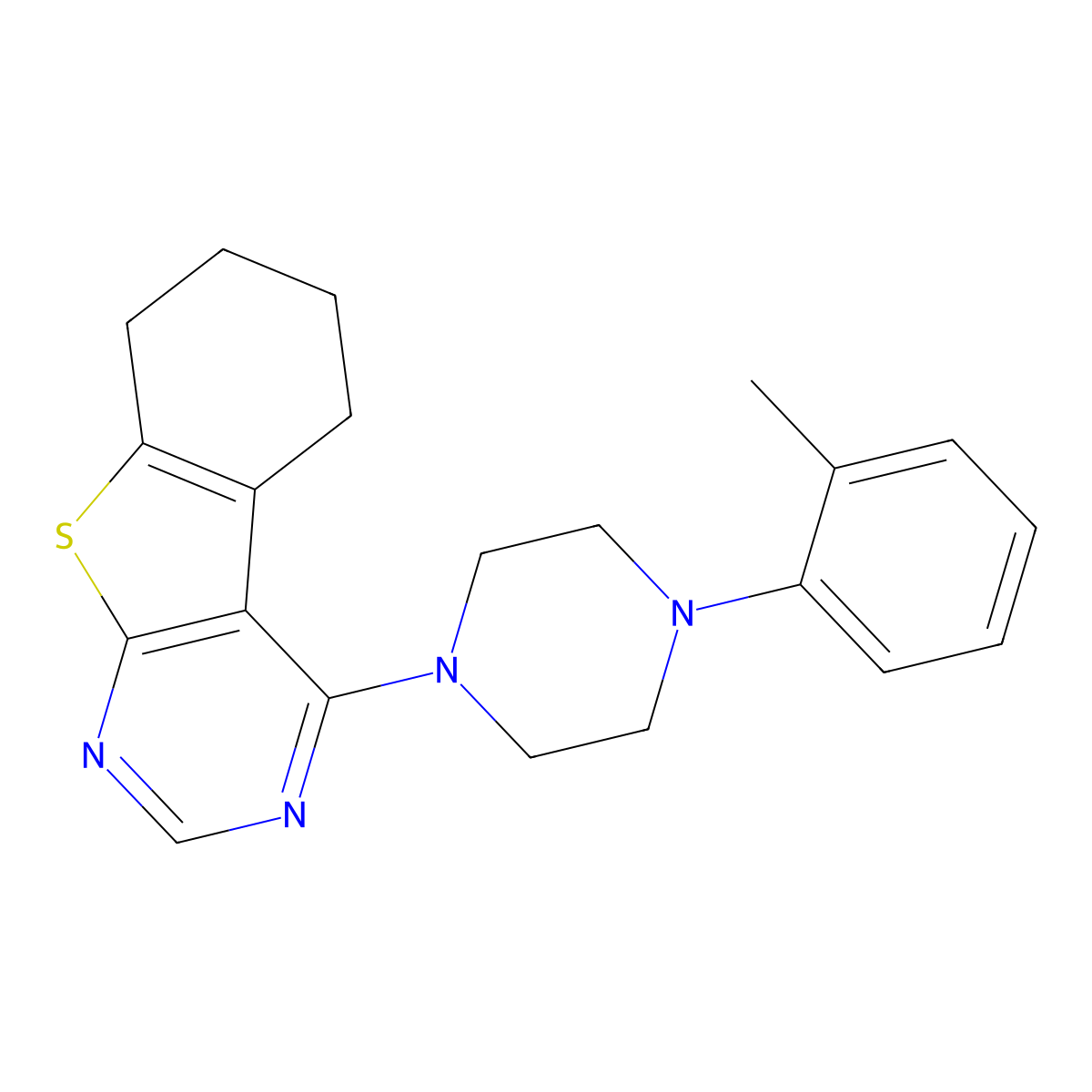 4-[4-(2-Methylphenyl)piperazin-1-yl]-5,6,7,8-tetrahydro[1]benzothieno[2,3-d]pyrimidine molecular structure, CAS 611197-47-8