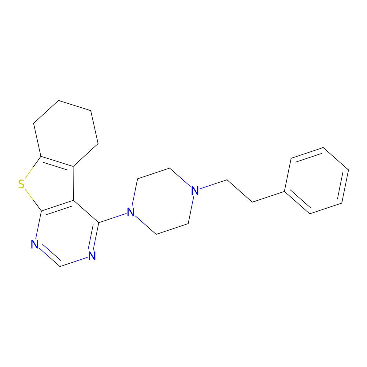 4-[4-(2-Phenylethyl)piperazin-1-yl]-5,6,7,8-tetrahydro[1]benzothieno[2,3-d]pyrimidine molecular structure, CAS 611197-48-9