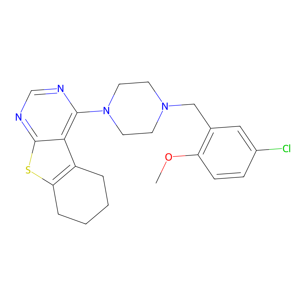 4-[4-(5-Chloro-2-methoxybenzyl)piperazin-1-yl]-5,6,7,8-tetrahydro[1]benzothieno[2,3-d]pyrimidine molecular structure, CAS 611197-54-7