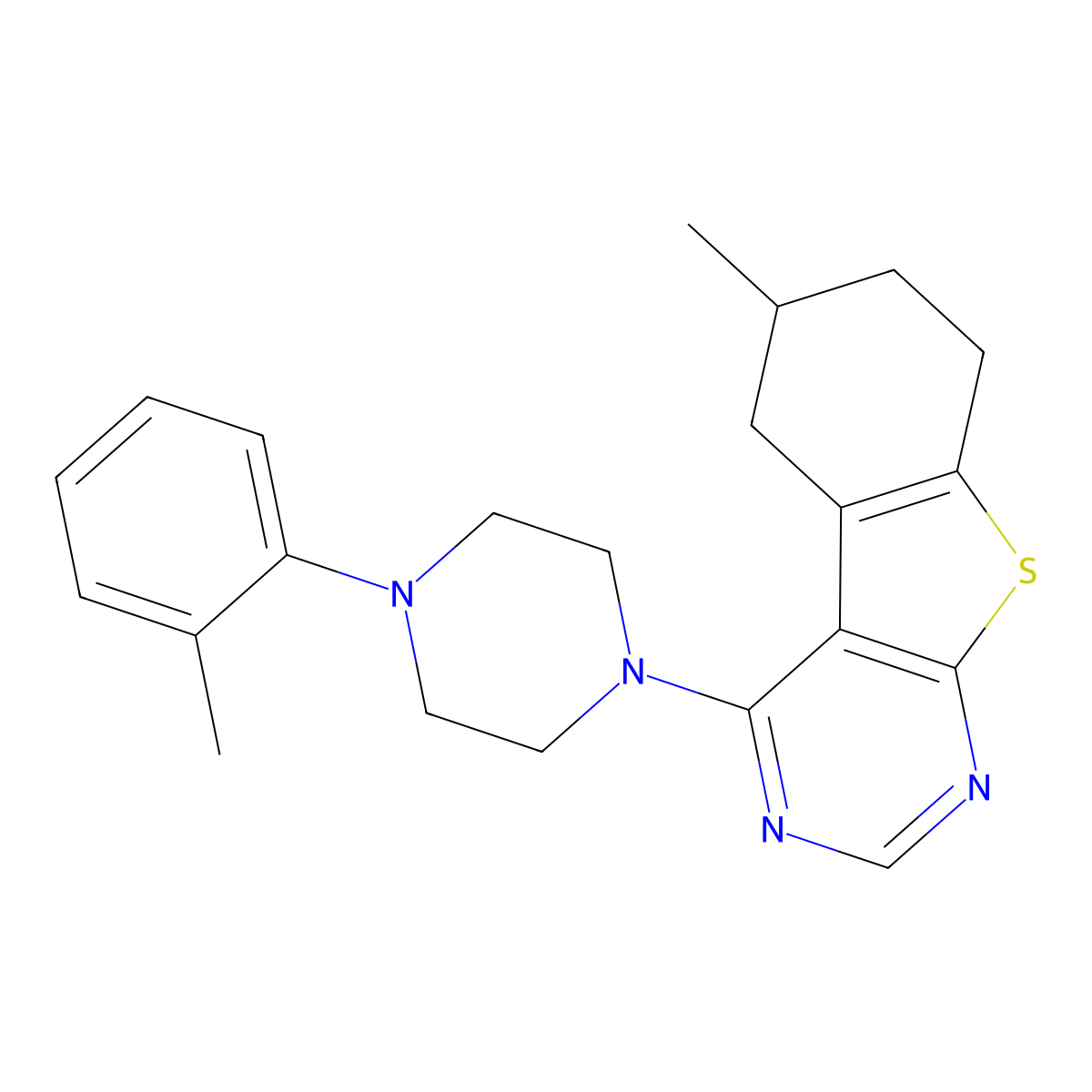 6-Methyl-4-[4-(2-methylphenyl)piperazin-1-yl]-5,6,7,8-tetrahydro[1]benzothieno[2,3-d]pyrimidine molecular structure, CAS 611197-57-0