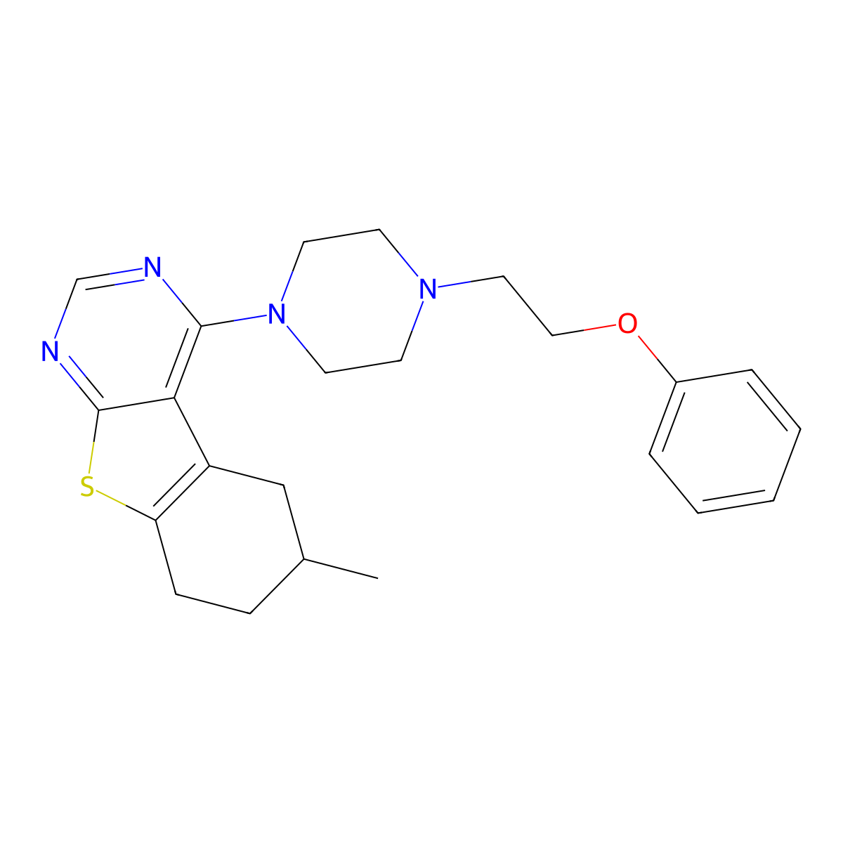 6-Methyl-4-[4-(2-phenoxyethyl)piperazin-1-yl]-5,6,7,8-tetrahydro[1]benzothieno[2,3-d]pyrimidine molecular structure, CAS 611197-60-5