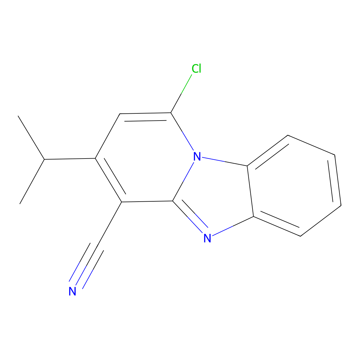 1-Chloro-3-propan-2-ylpyrido[1,2-a]benzimidazole-4-carbonitrile molecular structure, CAS 611197-61-6