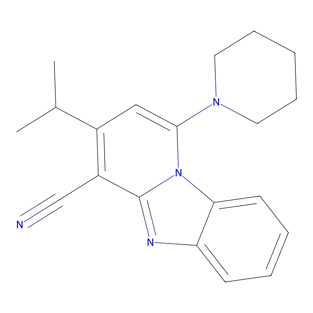 1-(Piperidin-1-yl)-3-(propan-2-yl)pyrido[1,2-a]benzimidazole-4-carbonitrile molecular structure, CAS 611197-63-8