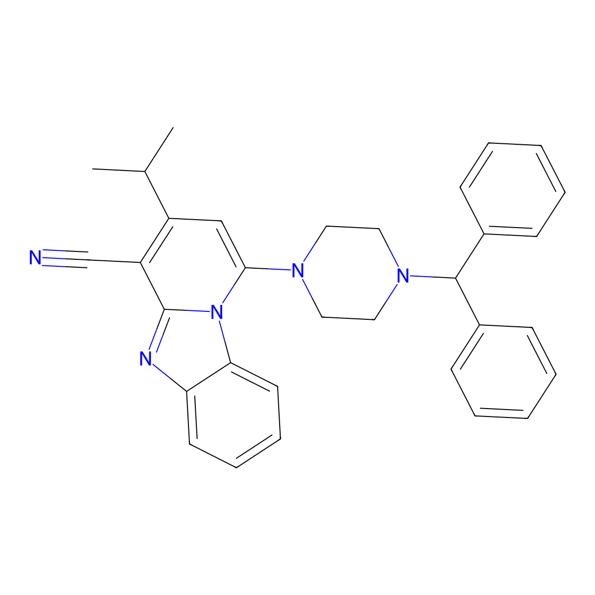 1-(4-Benzhydrylpiperazin-1-yl)-3-propan-2-ylpyrido[1,2-a]benzimidazole-4-carbonitrile molecular structure, CAS 611197-64-9
