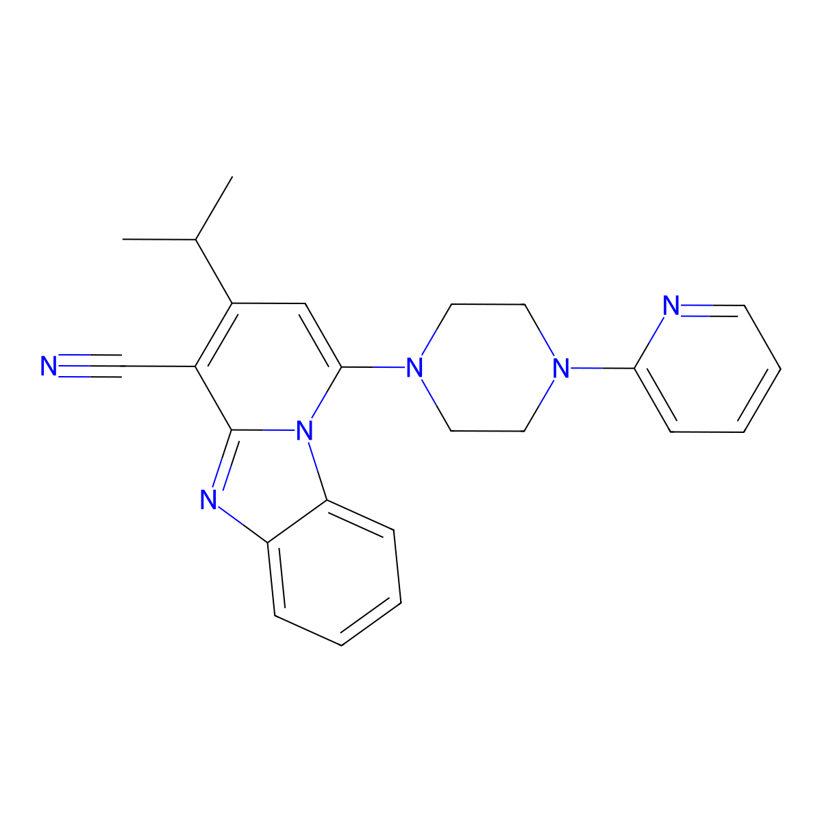 3-(Propan-2-yl)-1-[4-(pyridin-2-yl)piperazin-1-yl]pyrido[1,2-a]benzimidazole-4-carbonitrile molecular structure, CAS 611197-66-1