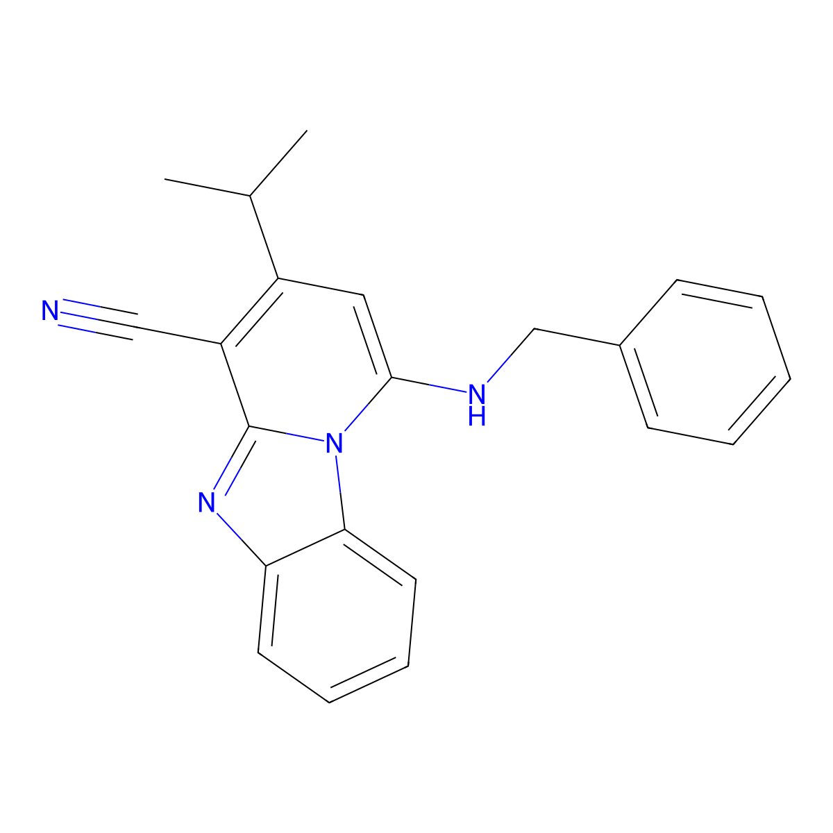 1-(Benzylamino)-3-(propan-2-yl)pyrido[1,2-a]benzimidazole-4-carbonitrile molecular structure, CAS 611197-67-2