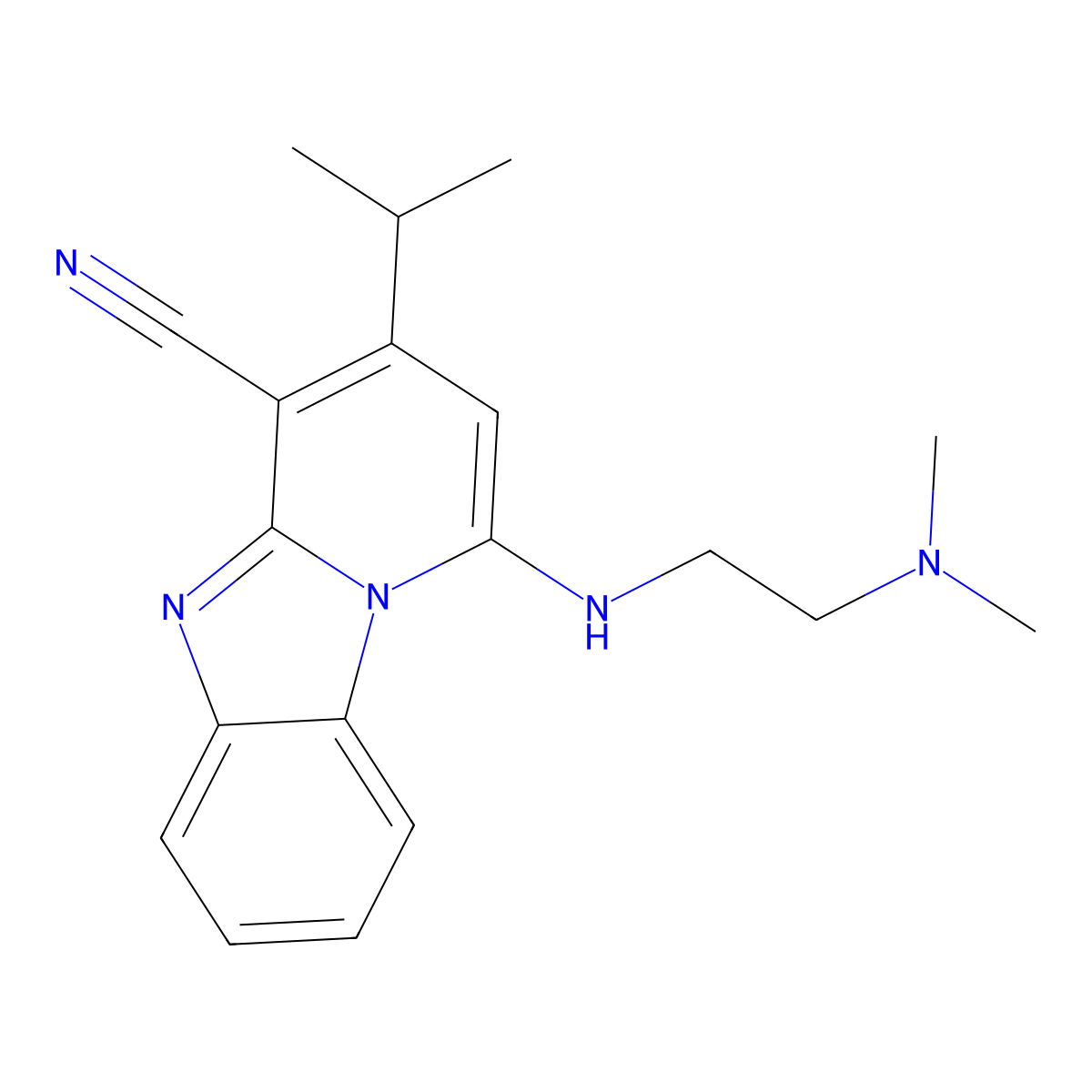 1-{[2-(Dimethylamino)ethyl]amino}-3-isopropylpyrido[1,2-a]benzimidazole-4-carbonitrile molecular structure, CAS 611197-68-3