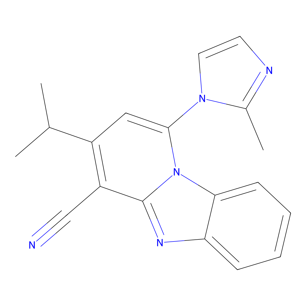 1-(2-Methylimidazol-1-yl)-3-propan-2-ylpyrido[1,2-a]benzimidazole-4-carbonitrile molecular structure, CAS 611197-73-0