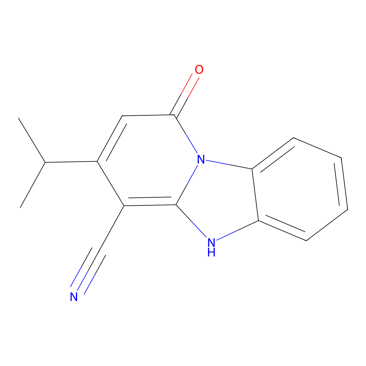 1-Oxo-3-(propan-2-yl)-1,5-dihydropyrido[1,2-a]benzimidazole-4-carbonitrile molecular structure, CAS 611197-74-1