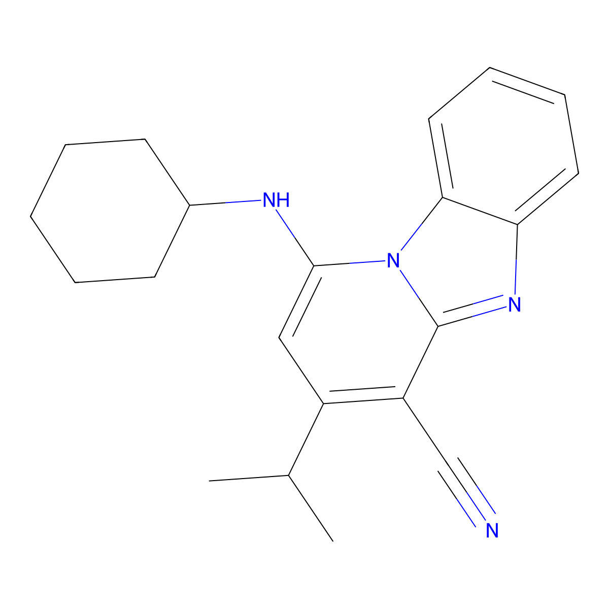 1-(Cyclohexylamino)-3-isopropylpyrido[1,2-a]benzimidazole-4-carbonitrile molecular structure, CAS 611197-77-4