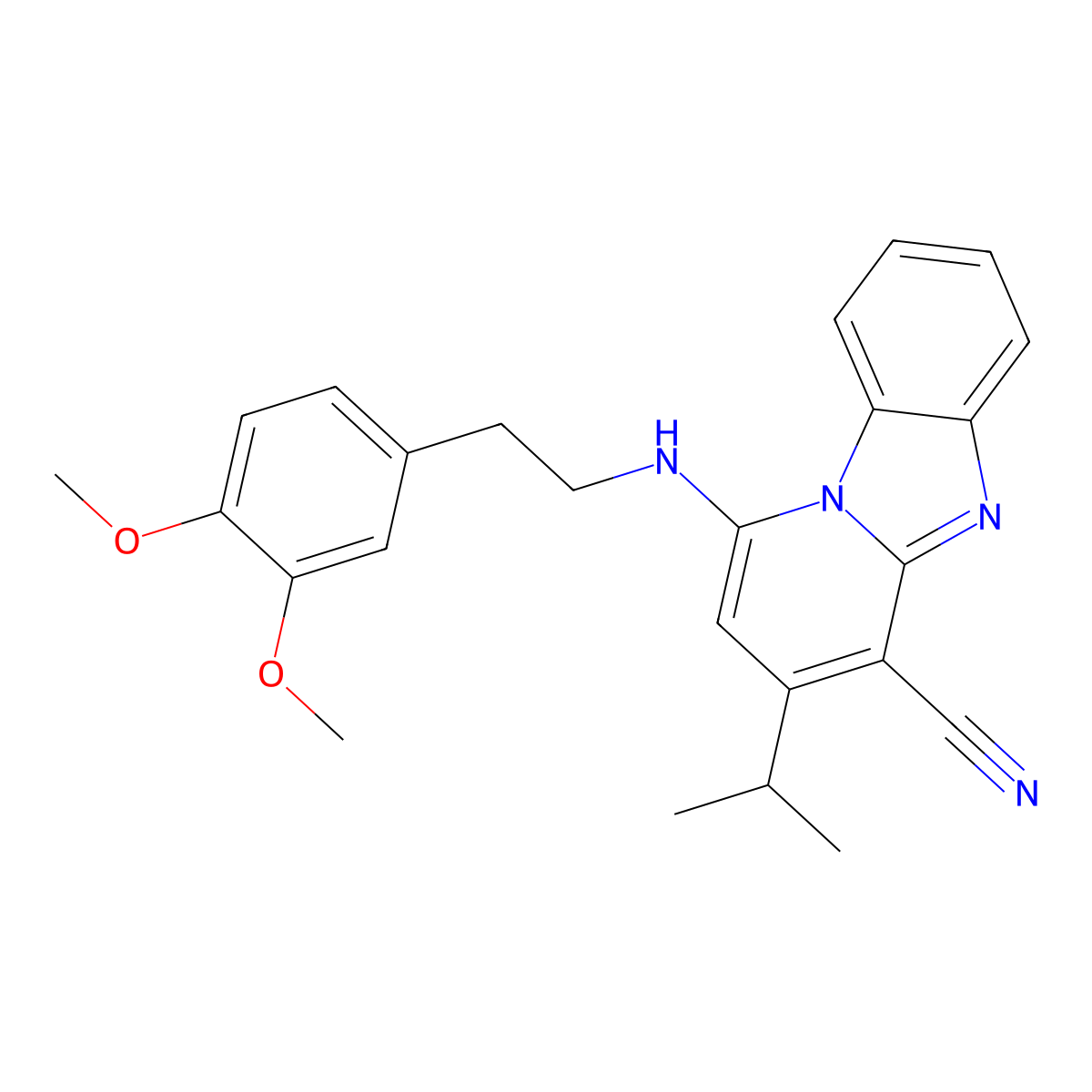 1-{[2-(3,4-Dimethoxyphenyl)ethyl]amino}-3-isopropylpyrido[1,2-a]benzimidazole-4-carbonitrile molecular structure, CAS 611197-78-5