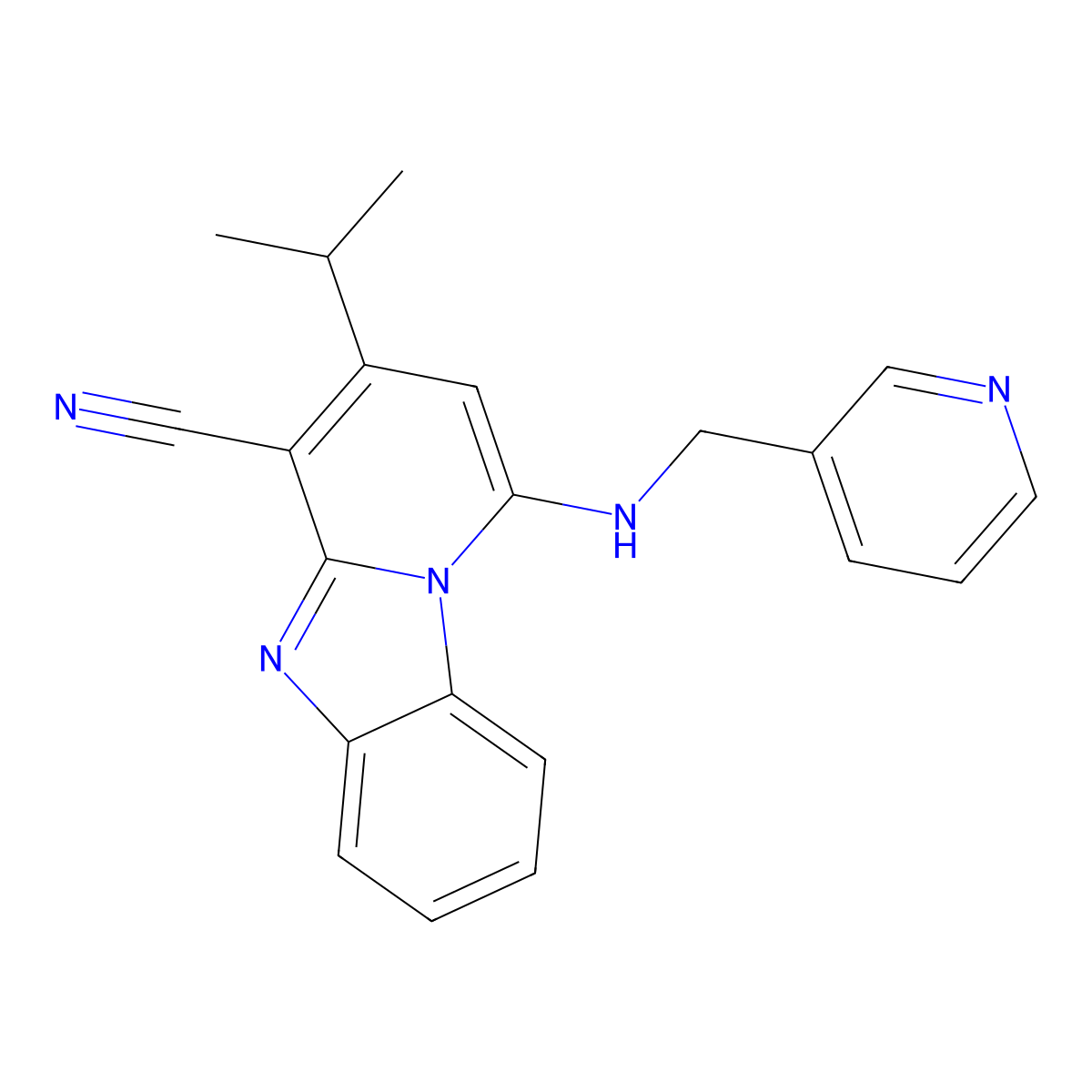 3-(Propan-2-yl)-1-[(pyridin-3-ylmethyl)amino]pyrido[1,2-a]benzimidazole-4-carbonitrile molecular structure, CAS 611197-82-1