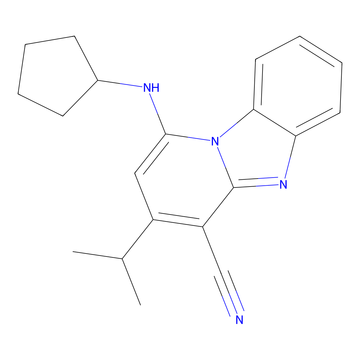 1-(Cyclopentylamino)-3-(propan-2-yl)pyrido[1,2-a]benzimidazole-4-carbonitrile molecular structure, CAS 611197-83-2