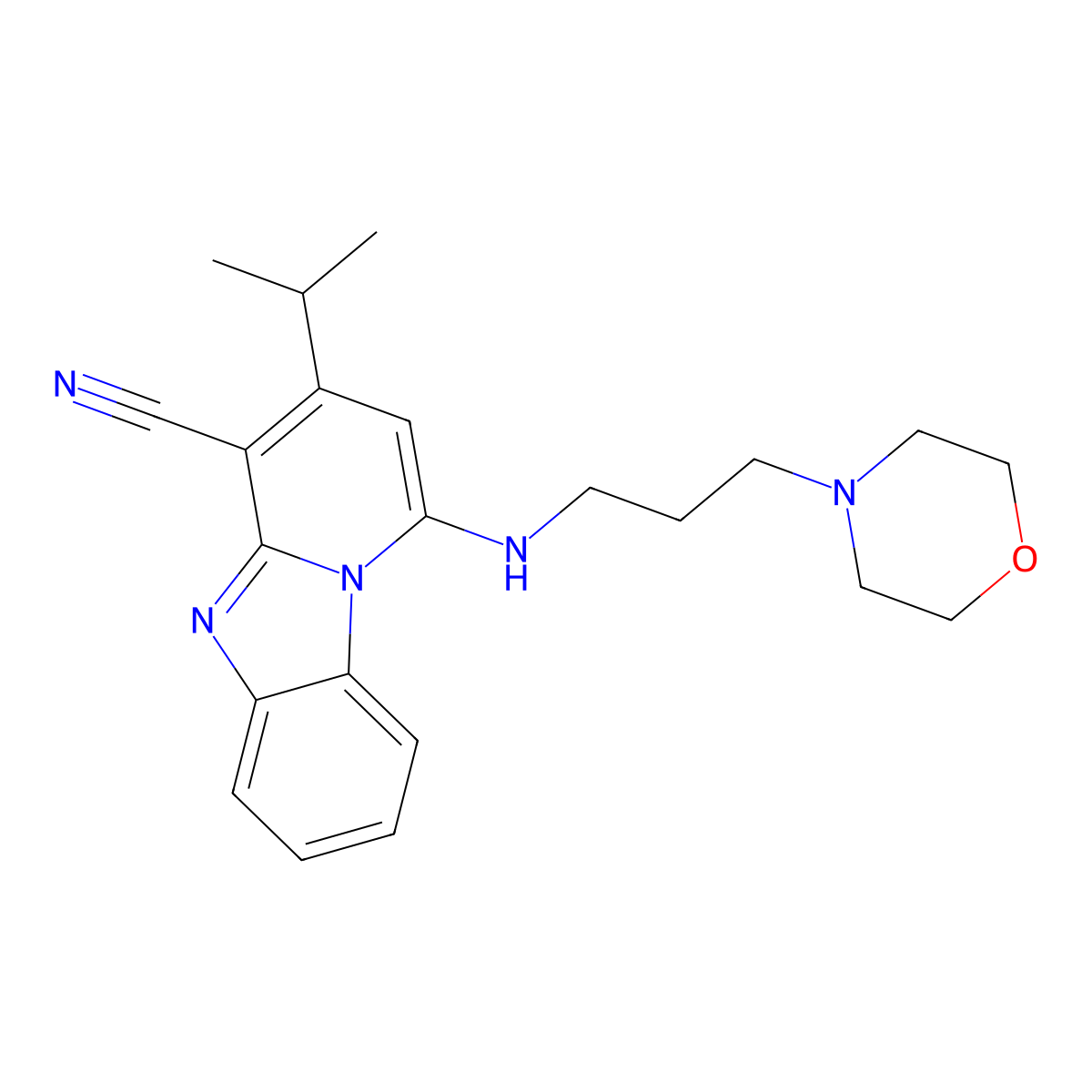 1-[3-(4-Morpholinyl)propylamino]-3-propan-2-yl-4-pyrido[1,2-a]benzimidazolecarbonitrile molecular structure, CAS 611197-86-5