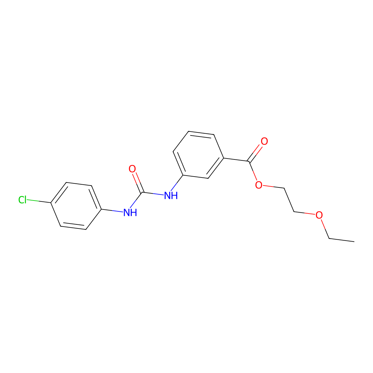 2-Ethoxyethyl 3-[(4-chlorophenyl)carbamoylamino]benzoate molecular structure, CAS 6112-28-3
