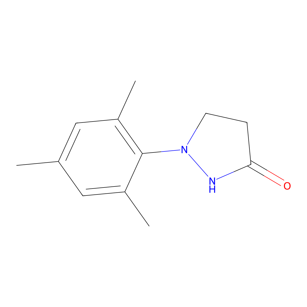 1-(2,4,6-Trimethylphenyl)pyrazolidin-3-one molecular structure, CAS 6112-51-2
