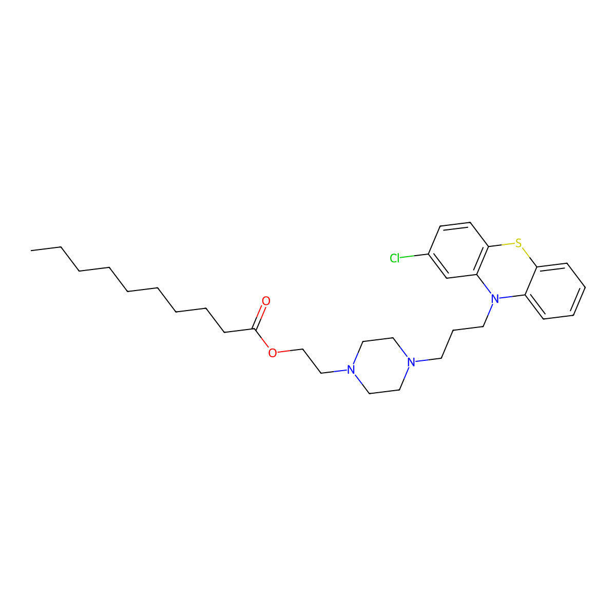 2-(4-(3-(2-Chloro-10H-phenothiazin-10-yl)propyl)-1-piperazinyl)ethyl decanoate molecular structure, CAS 61120-81-8