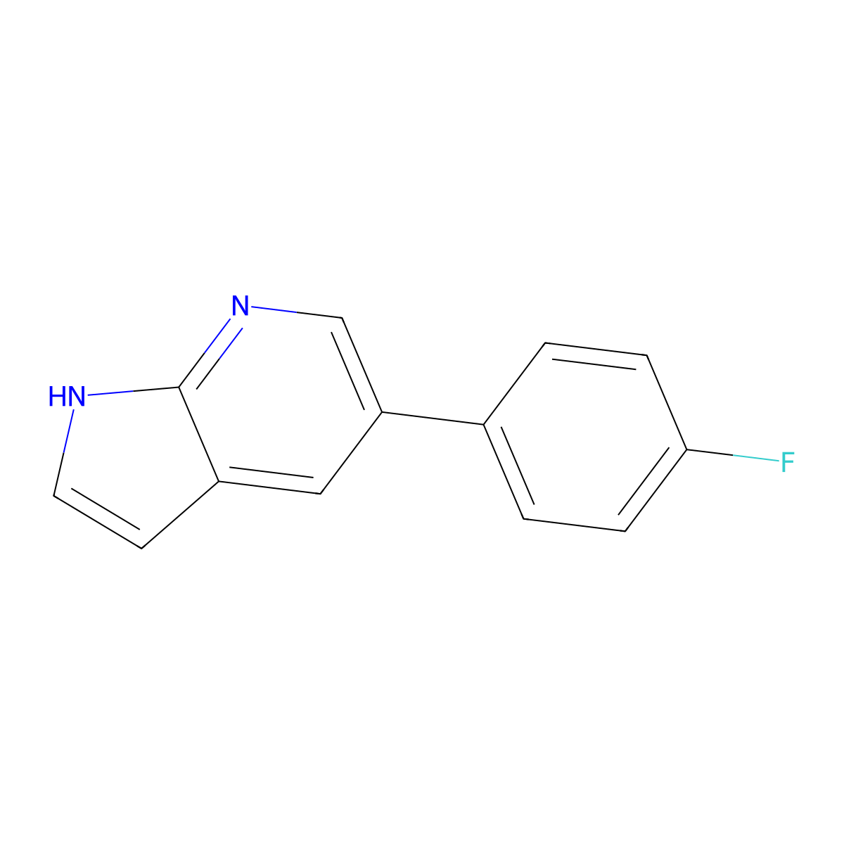 5-(4-fluorophenyl)-1H-pyrrolo[2,3-b]pyridine molecular structure, CAS 611204-98-9
