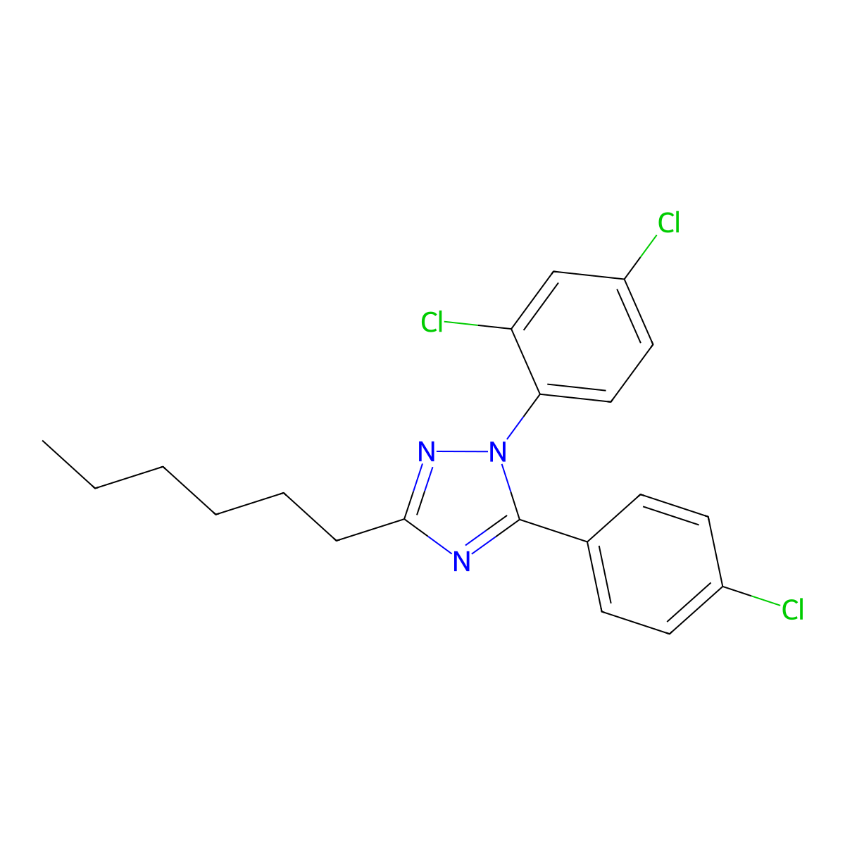 5-(4-chlorophenyl)-1-(2,4-dichlorophenyl)-3-hexyl-1H-1,2,4-triazole molecular structure, CAS 611207-11-5