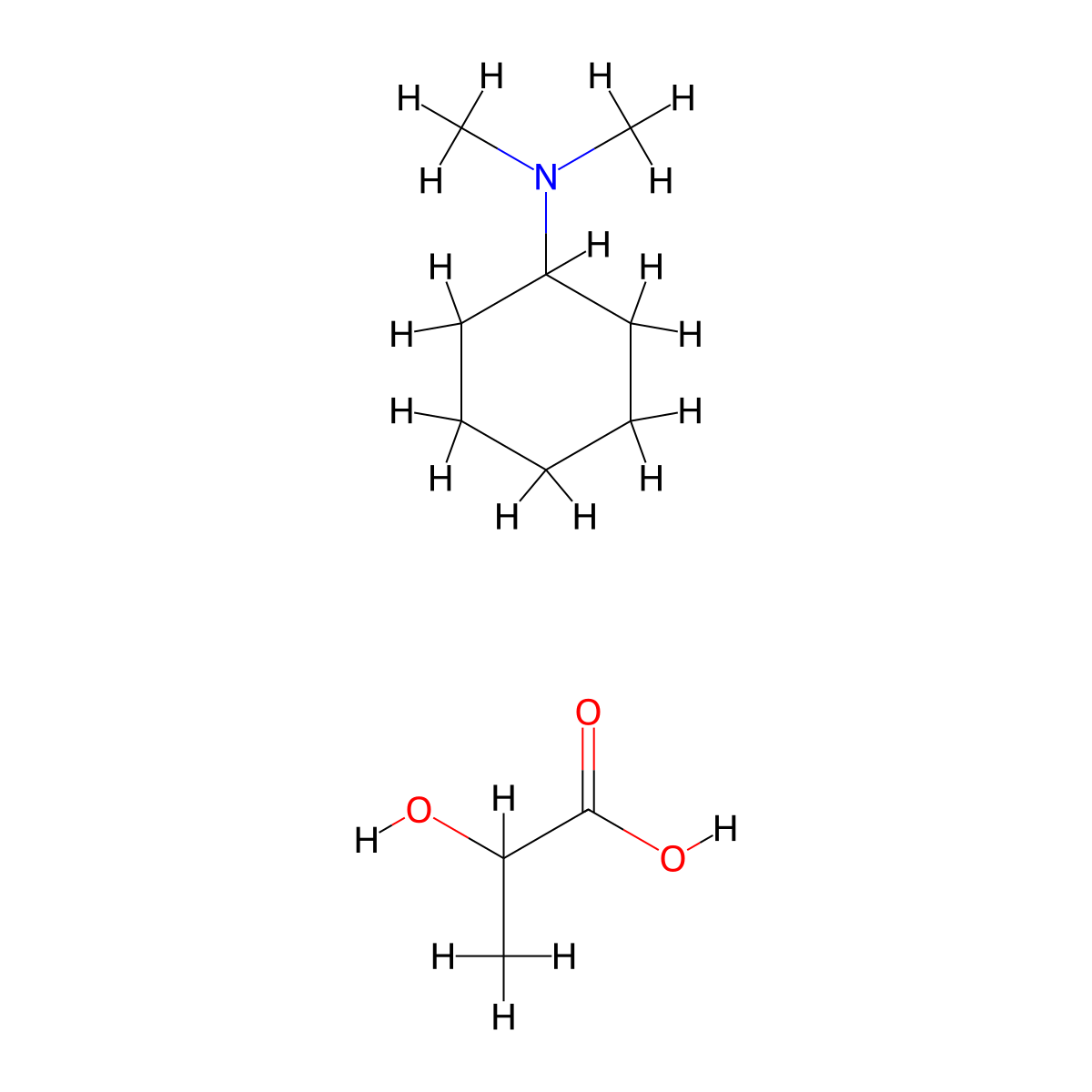 Propanoic acid, 2-hydroxy-, compd. with N,N-dimethylcyclohexanamine (1:1) molecular structure, CAS 61121-67-3