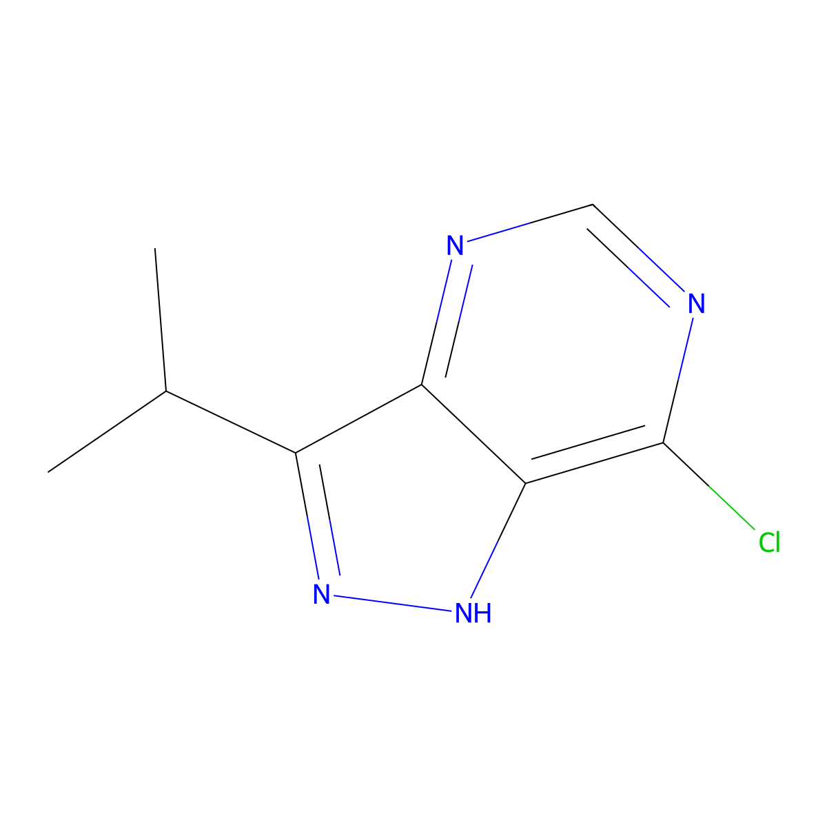 7-chloro-3-(propan-2-yl)-1H-pyrazolo[4,3-d]pyrimidine molecular structure, CAS 611211-02-0