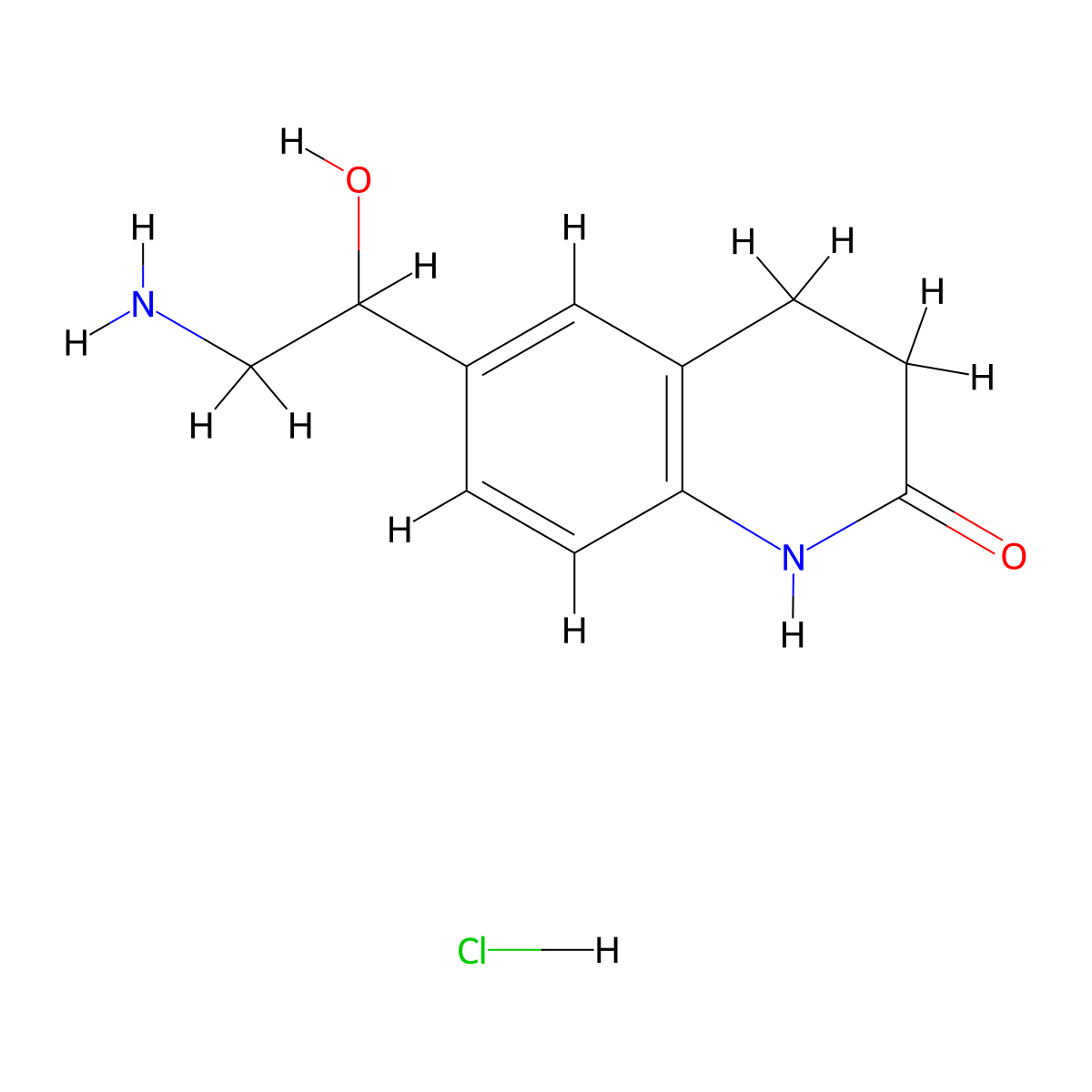 6-(2-Amino-1-hydroxyethyl)-1,2,3,4-tetrahydroquinolin-2-one hydrochloride molecular structure, CAS 61122-74-5