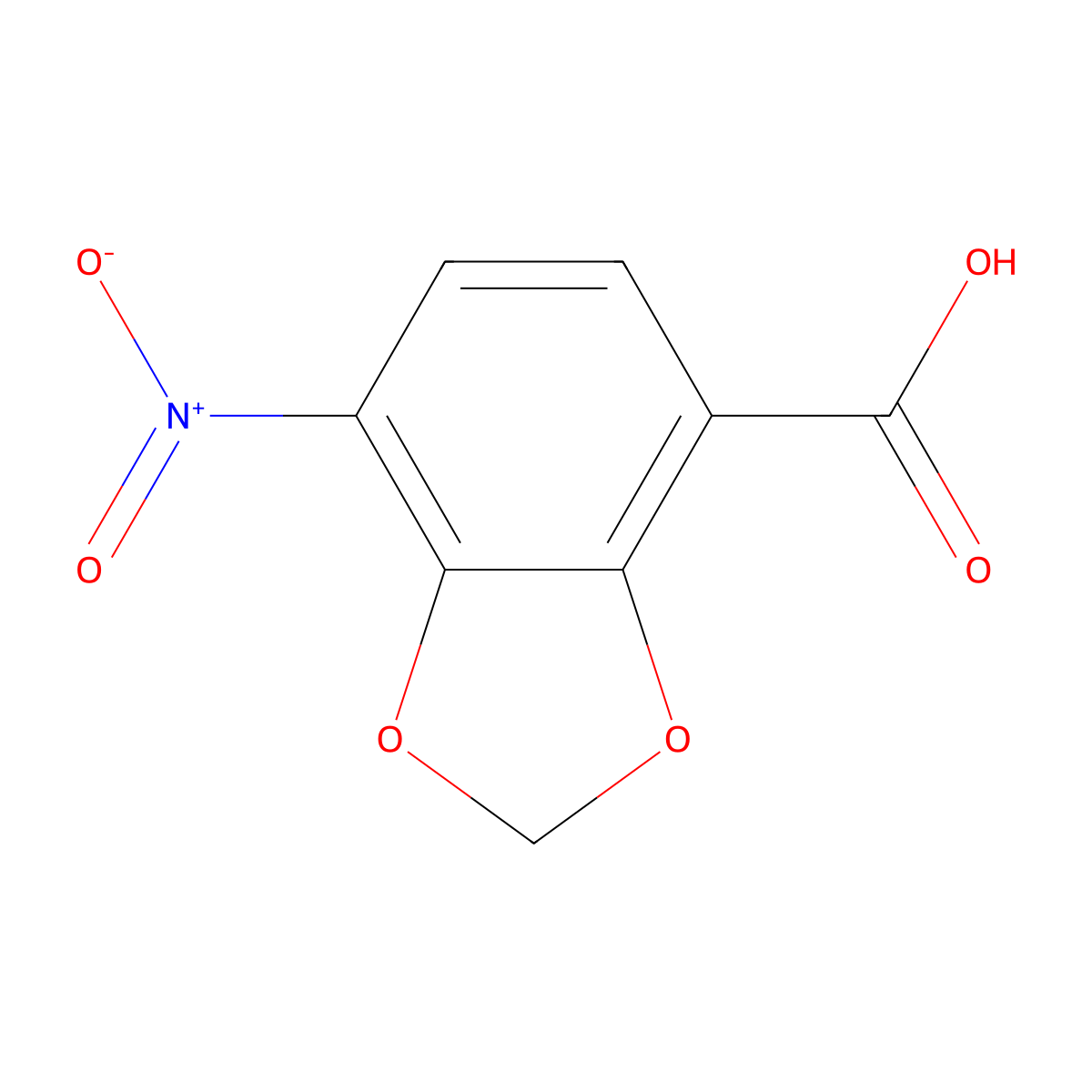 7-Nitrobenzo[d][1,3]dioxole-4-carboxylic acid molecular structure, CAS 611231-60-8