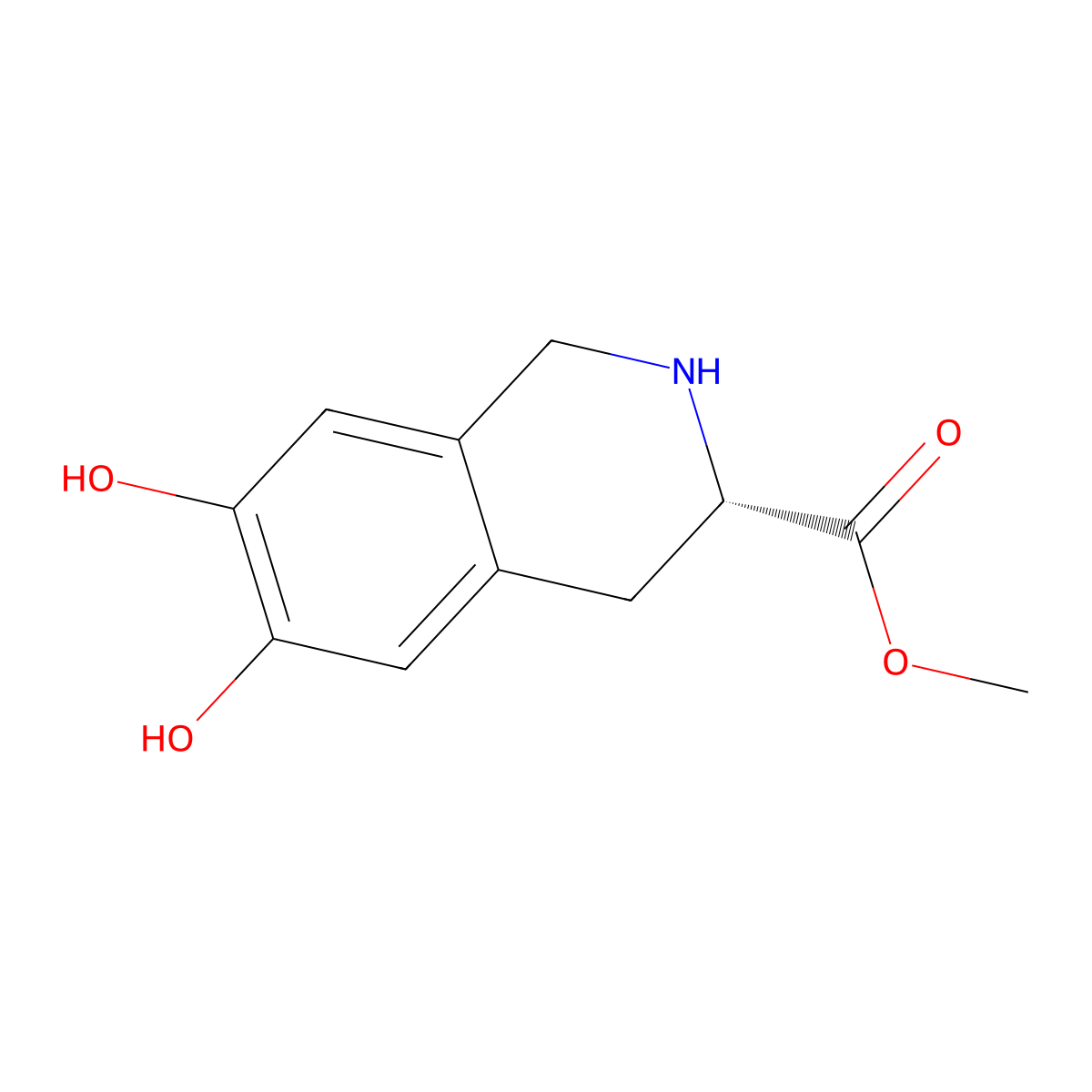 methyl (3S)-6,7-dihydroxy-1,2,3,4-tetrahydroisoquinoline-3-carboxylate molecular structure, CAS 611239-26-0
