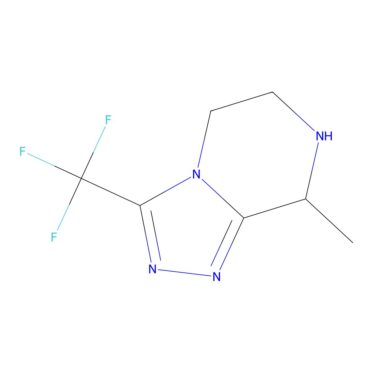 8-Methyl-3-(trifluoromethyl)-5,6,7,8-tetrahydro-[1,2,4]triazolo[4,3-a]pyrazine molecular structure, CAS 611240-66-5
