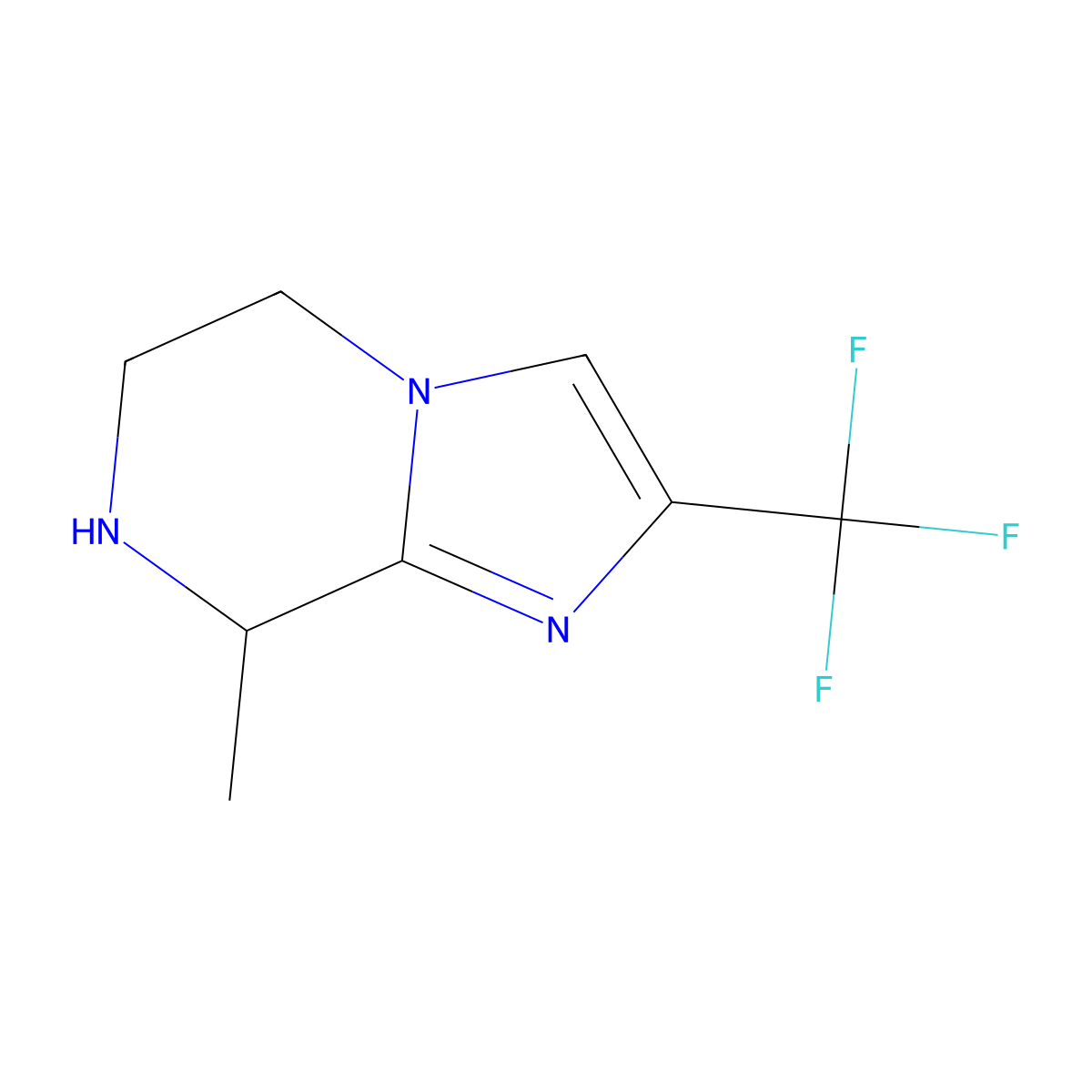 8-methyl-2-(trifluoromethyl)-5H,6H,7H,8H-imidazo(1,2-a)pyrazine molecular structure, CAS 611240-70-1