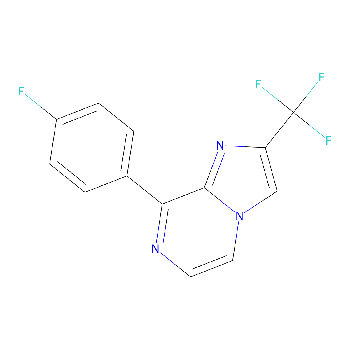 8-(4-Fluorophenyl)-2-(trifluoromethyl)imidazo[1,2-a]pyrazine molecular structure, CAS 611240-71-2