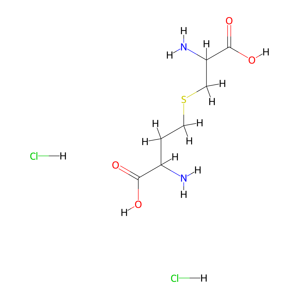 2-Amino-4-((2-amino-2-carboxyethyl)sulfanyl)butanoic acid dihydrochloride molecular structure, CAS 61125-50-6