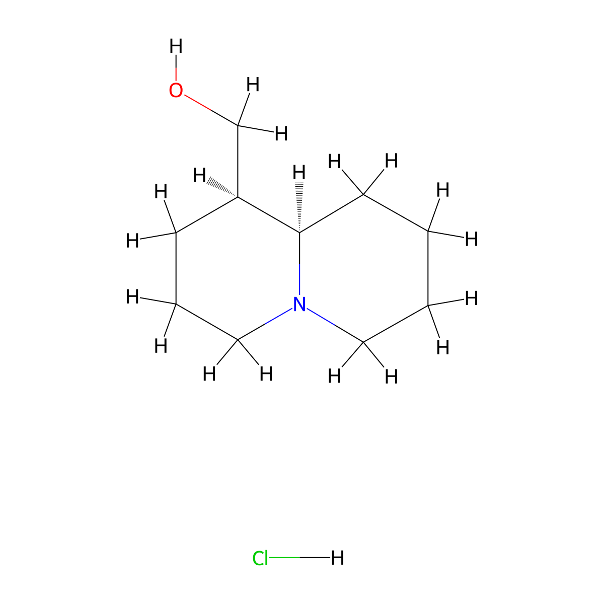 Lupinine hydrochloride molecular structure, CAS 6113-09-3