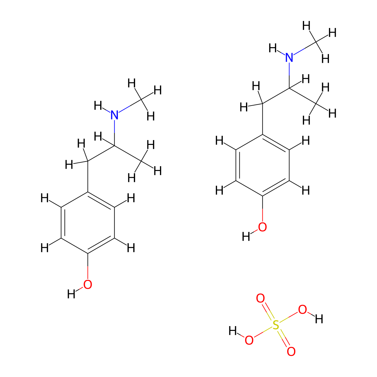 Pholedrine sulfate molecular structure, CAS 6114-26-7