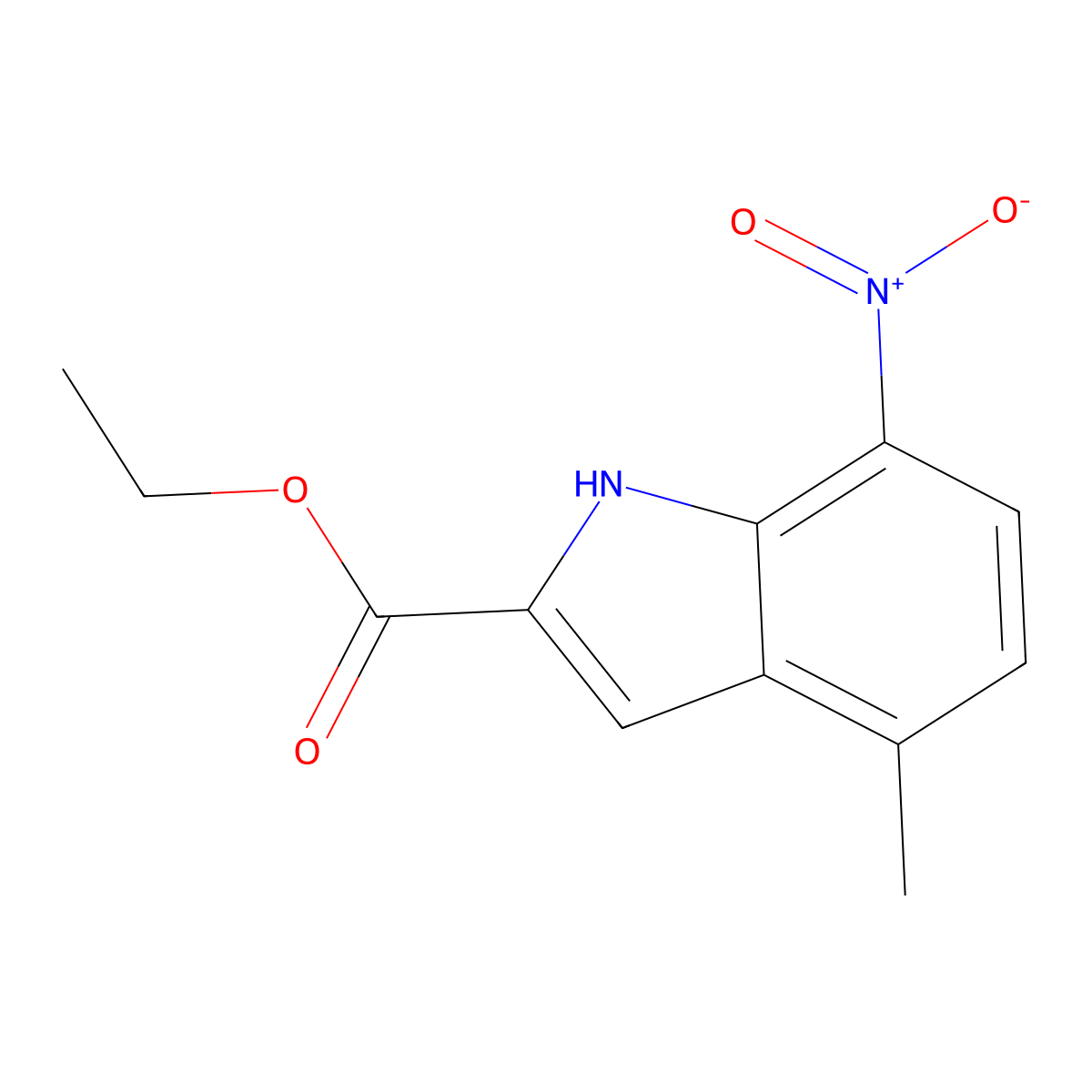 Ethyl 4-methyl-7-nitro-1H-indole-2-carboxylate molecular structure, CAS 61149-52-8