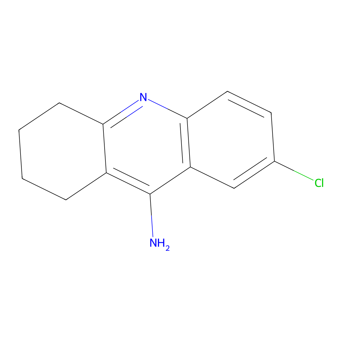 Acridine, 1,2,3,4-tetrahydro-9-amino-7-chloro- molecular structure, CAS 6115-67-9